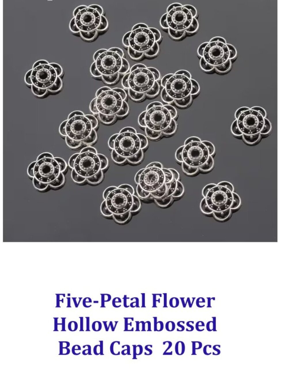 Five-Petal Flower Cap Hollow Embossed Spacer Beads  20 Beads